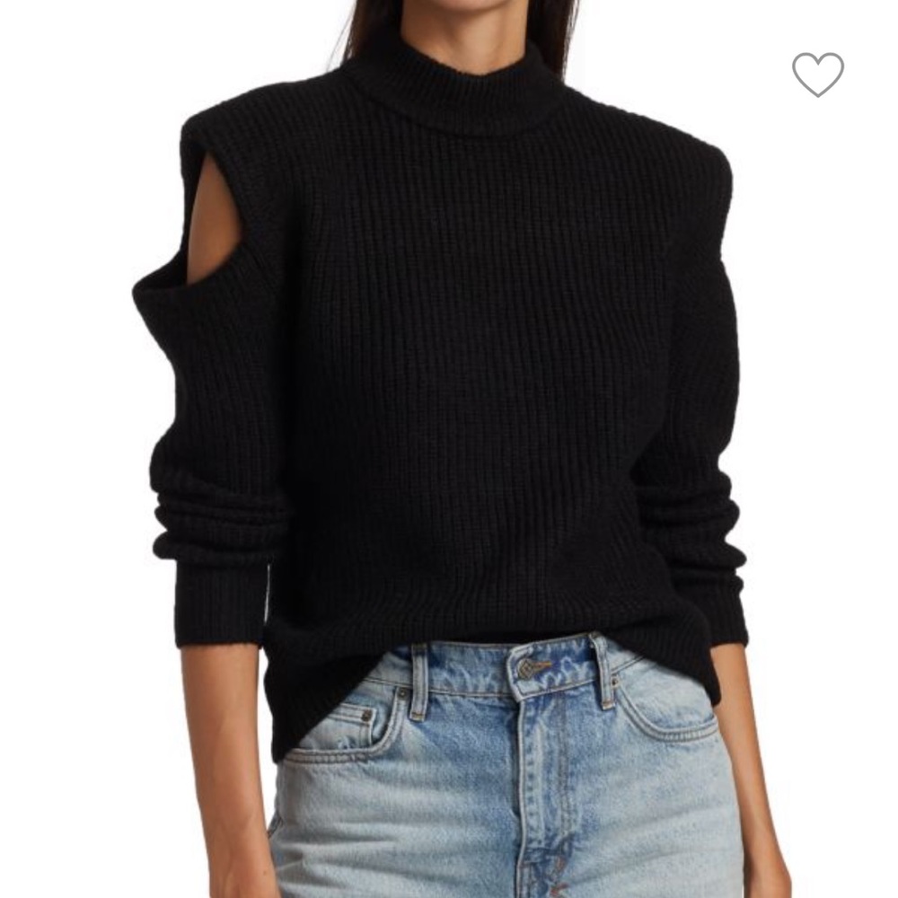 Design Story Cold-Shoulder Knit Sweater with Shoulder Pads